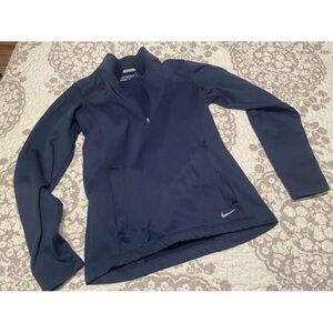 Nike Therma Fit Pullover Womens Small Blue Golf Tour Performance 1/2 Zip Lined